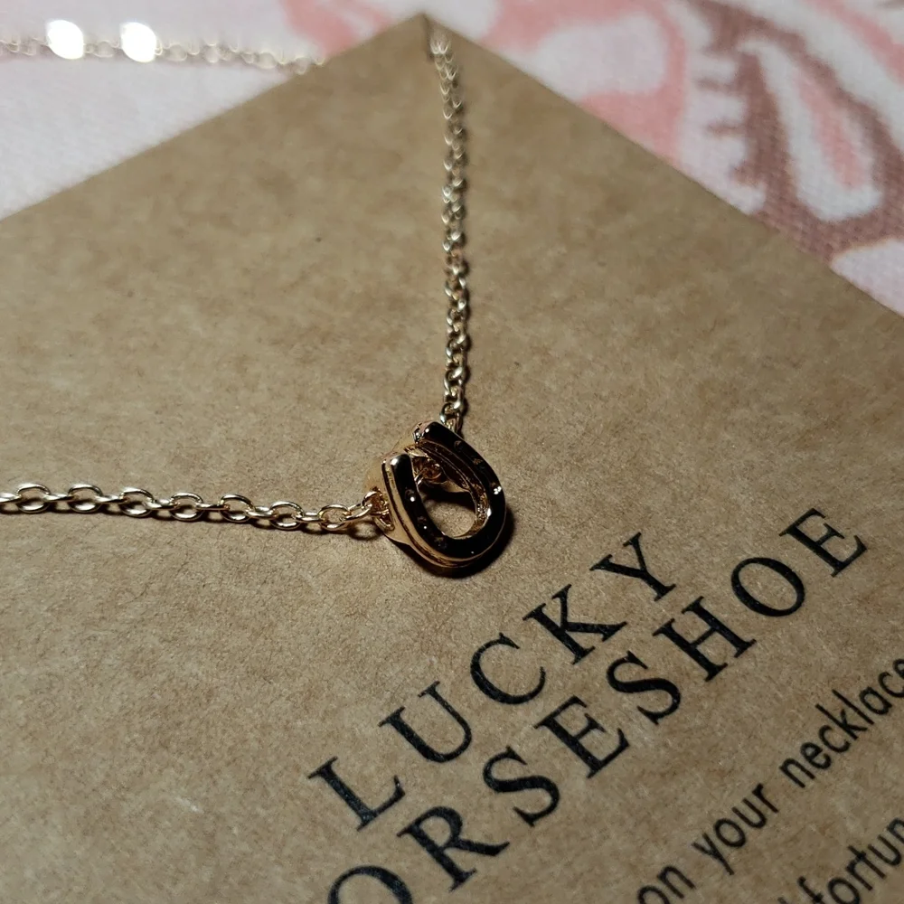 Lucky Horseshoe Necklace Horse Cowgirl Western Country Vaquera Dainty Minimalist - Picture 6 of 13